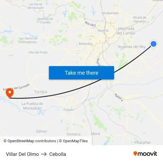 Villar Del Olmo to Cebolla map