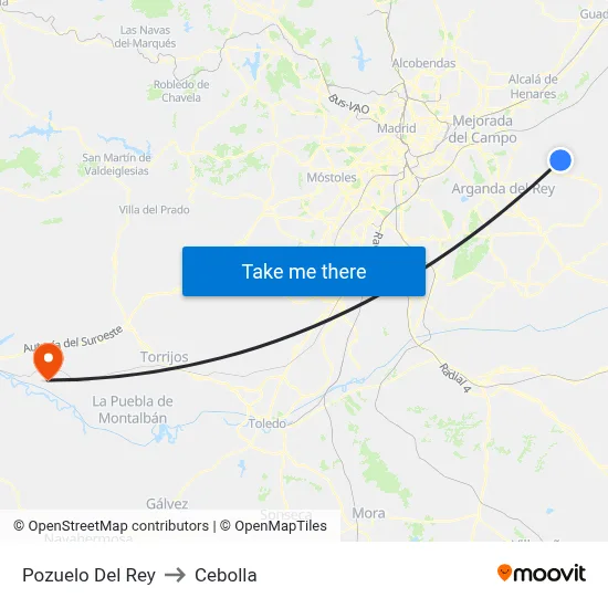 Pozuelo Del Rey to Cebolla map