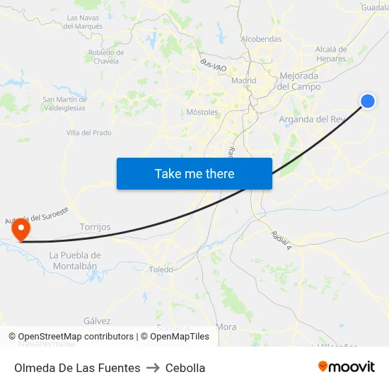 Olmeda De Las Fuentes to Cebolla map