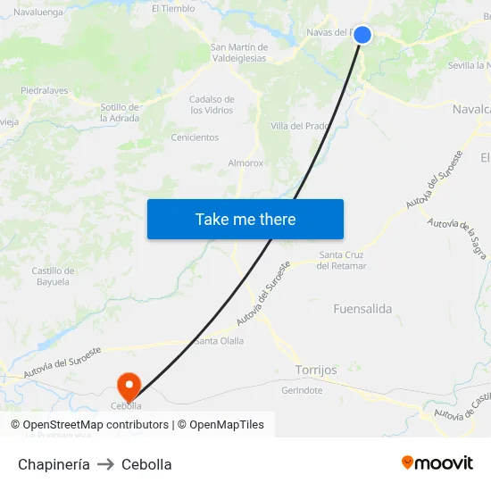 Chapinería to Cebolla map