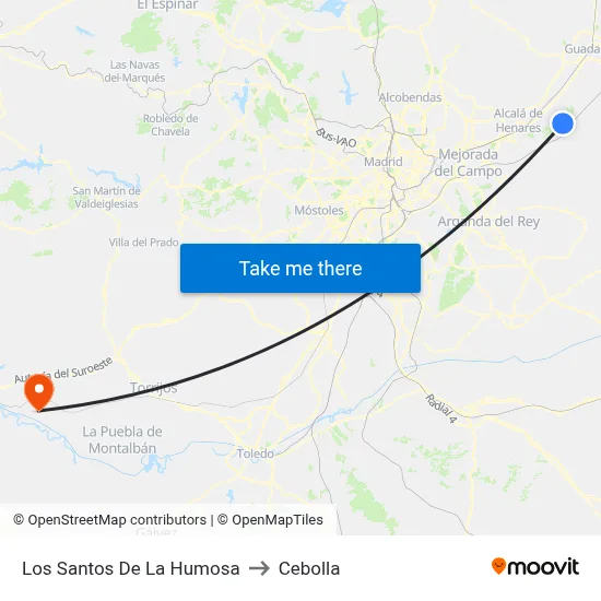 Los Santos De La Humosa to Cebolla map
