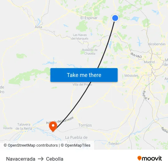 Navacerrada to Cebolla map