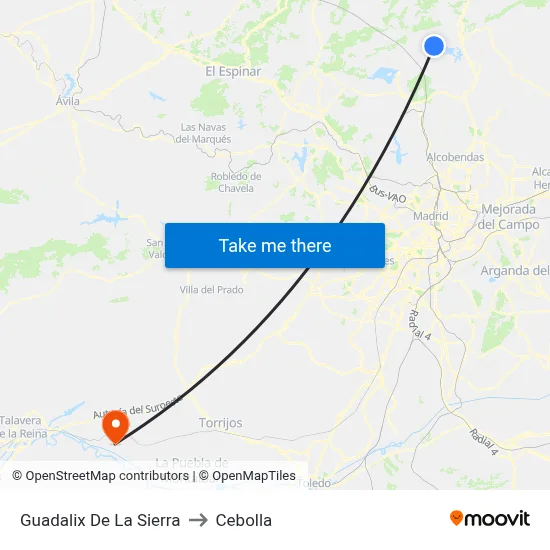 Guadalix De La Sierra to Cebolla map