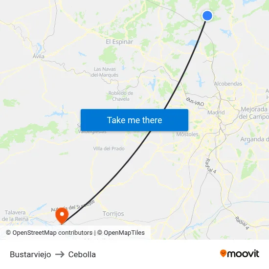 Bustarviejo to Cebolla map