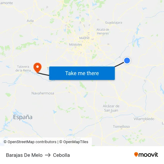 Barajas De Melo to Cebolla map