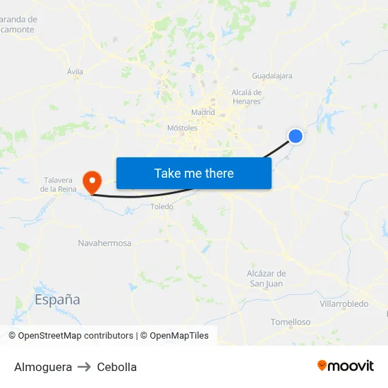 Almoguera to Cebolla map