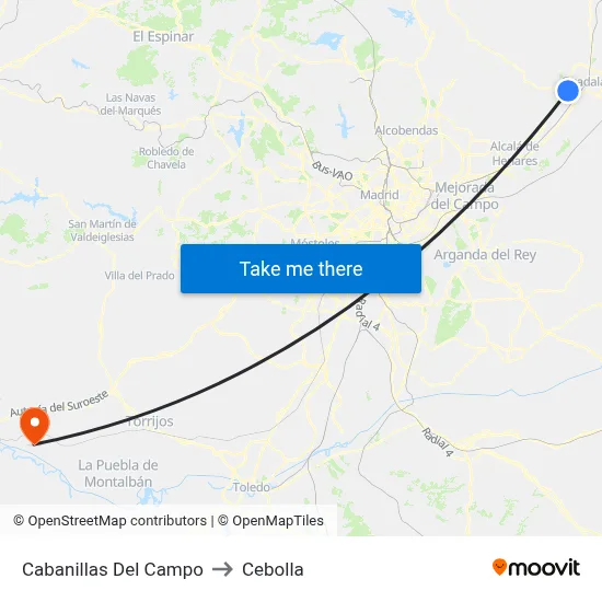 Cabanillas Del Campo to Cebolla map