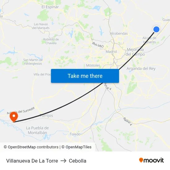 Villanueva De La Torre to Cebolla map