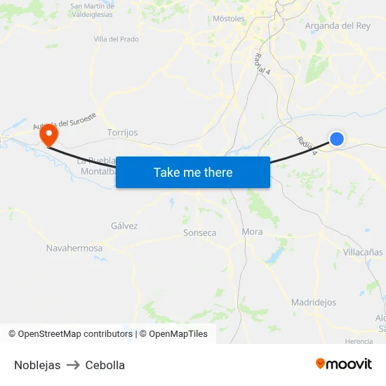 Noblejas to Cebolla map