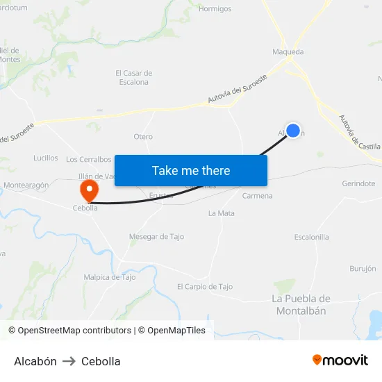 Alcabón to Cebolla map