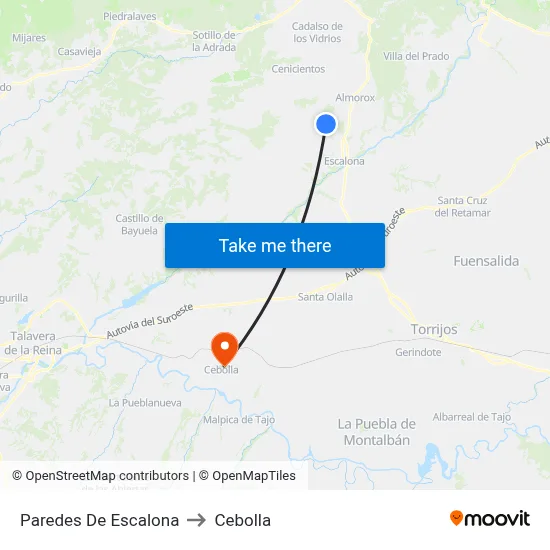 Paredes De Escalona to Cebolla map