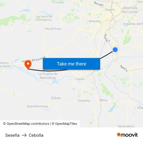 Seseña to Cebolla map