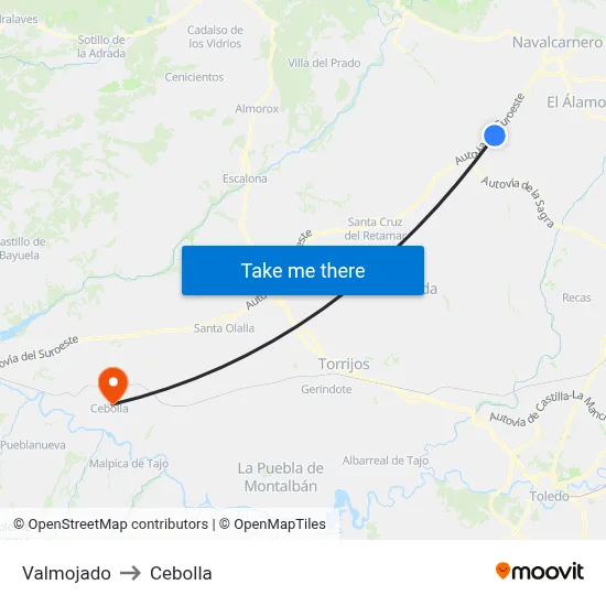 Valmojado to Cebolla map