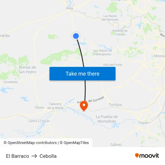 El Barraco to Cebolla map