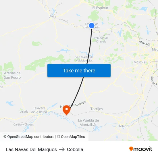 Las Navas Del Marqués to Cebolla map