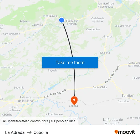 La Adrada to Cebolla map