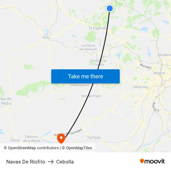 Navas De Riofrío to Cebolla map