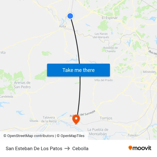 San Esteban De Los Patos to Cebolla map