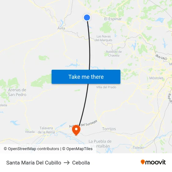 Santa María Del Cubillo to Cebolla map