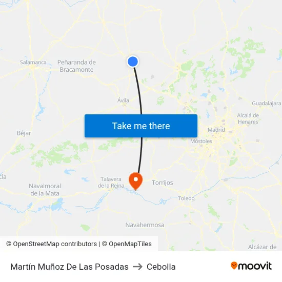 Martín Muñoz De Las Posadas to Cebolla map