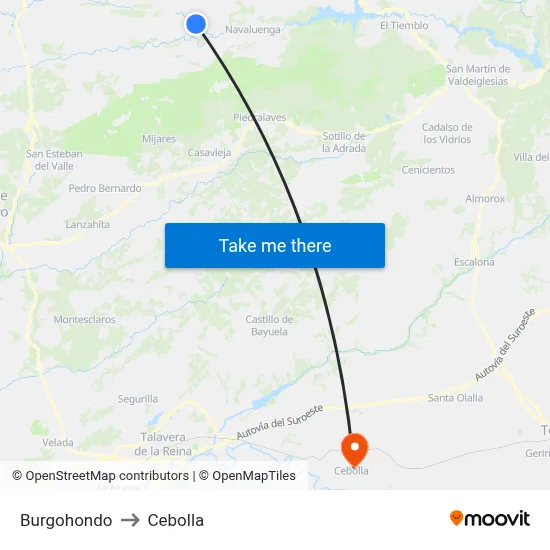 Burgohondo to Cebolla map