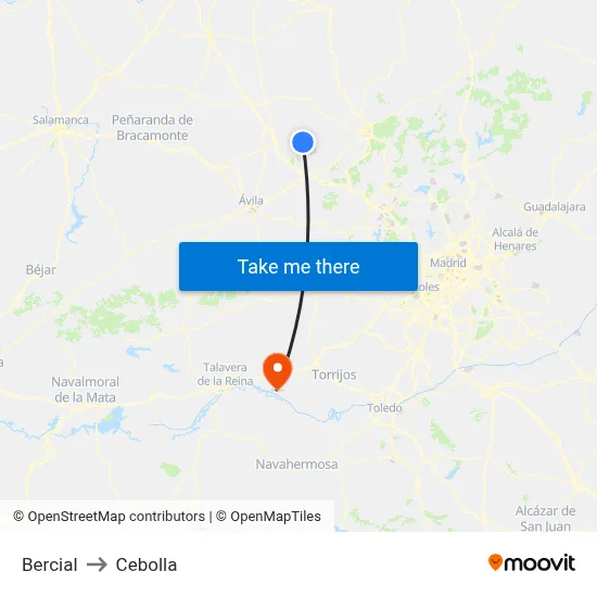 Bercial to Cebolla map
