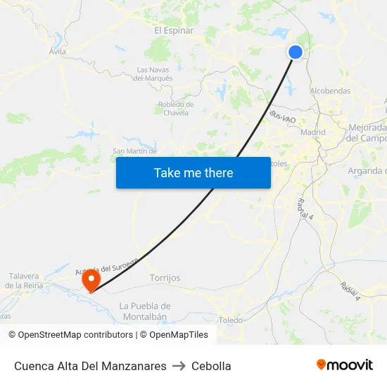 Cuenca Alta Del Manzanares to Cebolla map