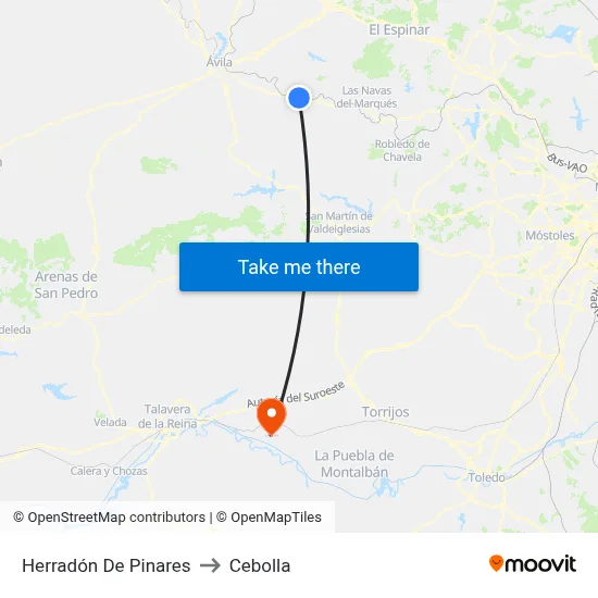 Herradón De Pinares to Cebolla map