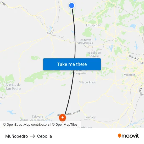 Muñopedro to Cebolla map