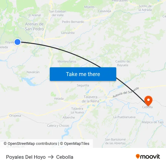 Poyales Del Hoyo to Cebolla map