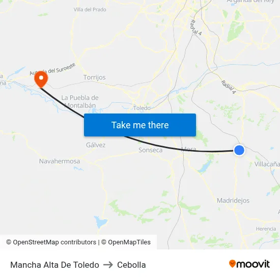 Mancha Alta De Toledo to Cebolla map