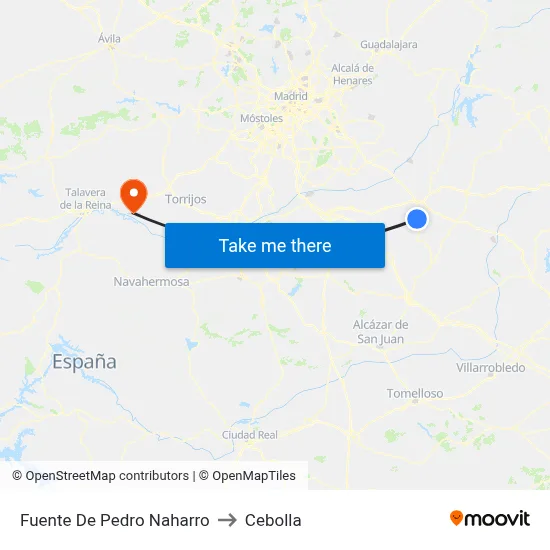 Fuente De Pedro Naharro to Cebolla map