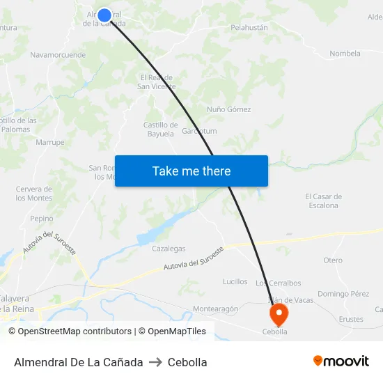 Almendral De La Cañada to Cebolla map