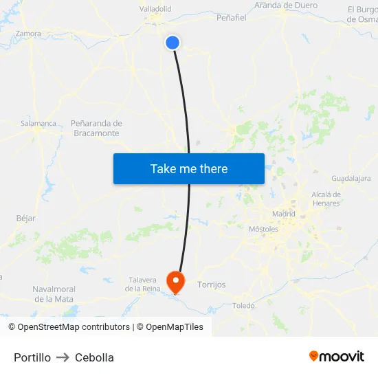 Portillo to Cebolla map