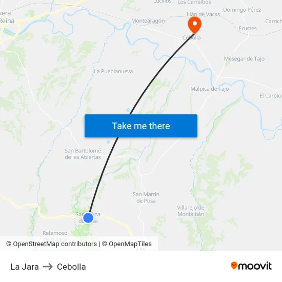 La Jara to Cebolla map