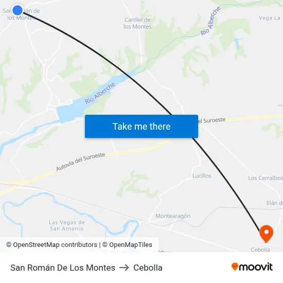 San Román De Los Montes to Cebolla map