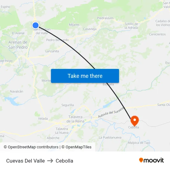 Cuevas Del Valle to Cebolla map