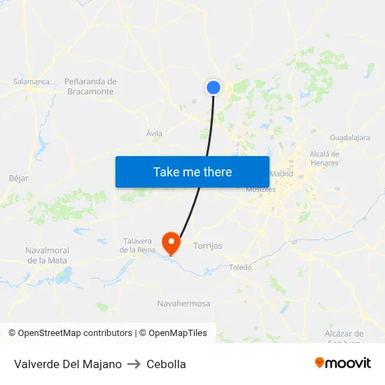Valverde Del Majano to Cebolla map