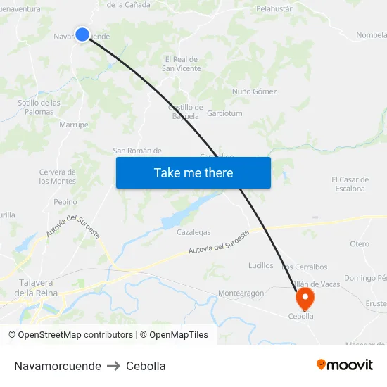 Navamorcuende to Cebolla map