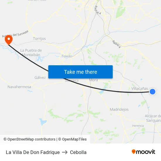 La Villa De Don Fadrique to Cebolla map