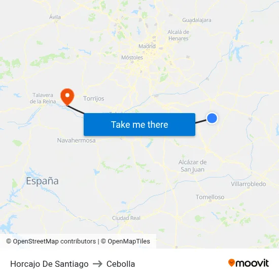 Horcajo De Santiago to Cebolla map