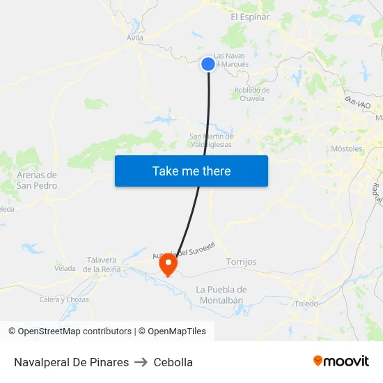 Navalperal De Pinares to Cebolla map