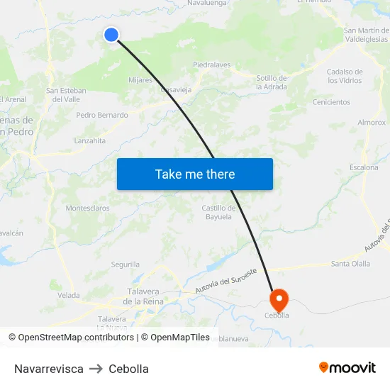 Navarrevisca to Cebolla map