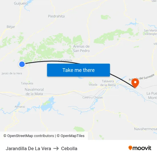 Jarandilla De La Vera to Cebolla map