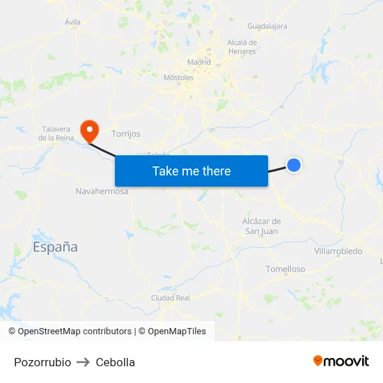 Pozorrubio to Cebolla map