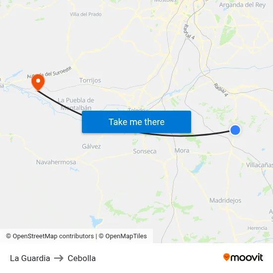 La Guardia to Cebolla map