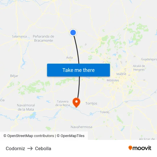 Codorniz to Cebolla map
