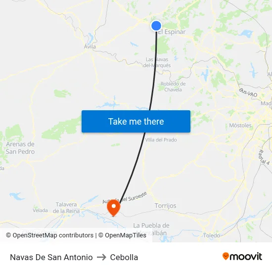 Navas De San Antonio to Cebolla map