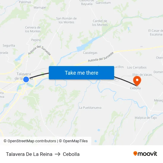 Talavera De La Reina to Cebolla map