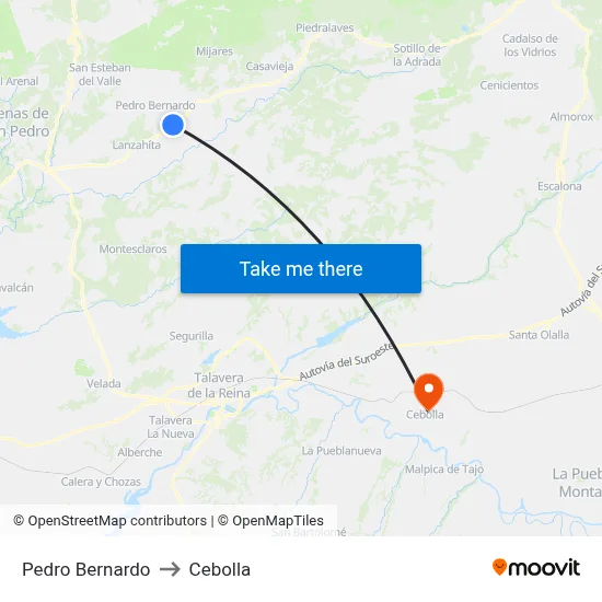 Pedro Bernardo to Cebolla map